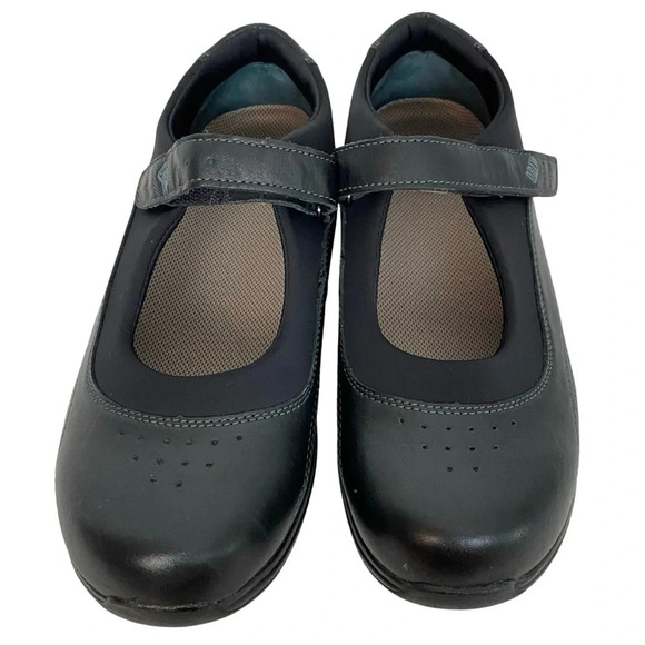 Drew Mary Jane Shoes Womens 9.5 W Wide Black Leather Cushion Sole Comfy Flats - Picture 4 of 13